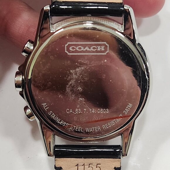 NIB Vintage Coach Chronograph Watch Stainless W/Blk Patent Leather Band - Picture 4 of 9